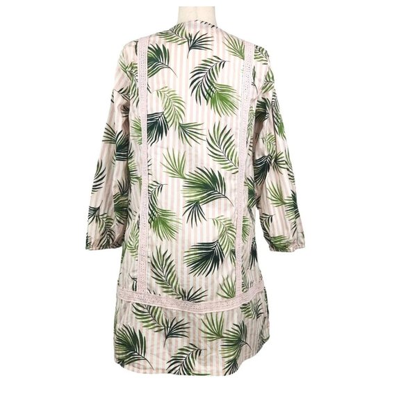Lands' End Swimsuit Cover-up Dress Size S/P 6-8 Pink Green Palm Stripes Cotton - Picture 5 of 10